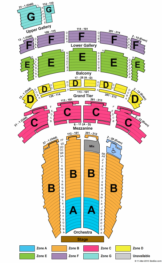 Orpheum Theatre-tn Seating Map